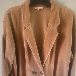 Madewell Women’s Size Large Knit Corduroy Redford Blazer Tan Relxed Two Button